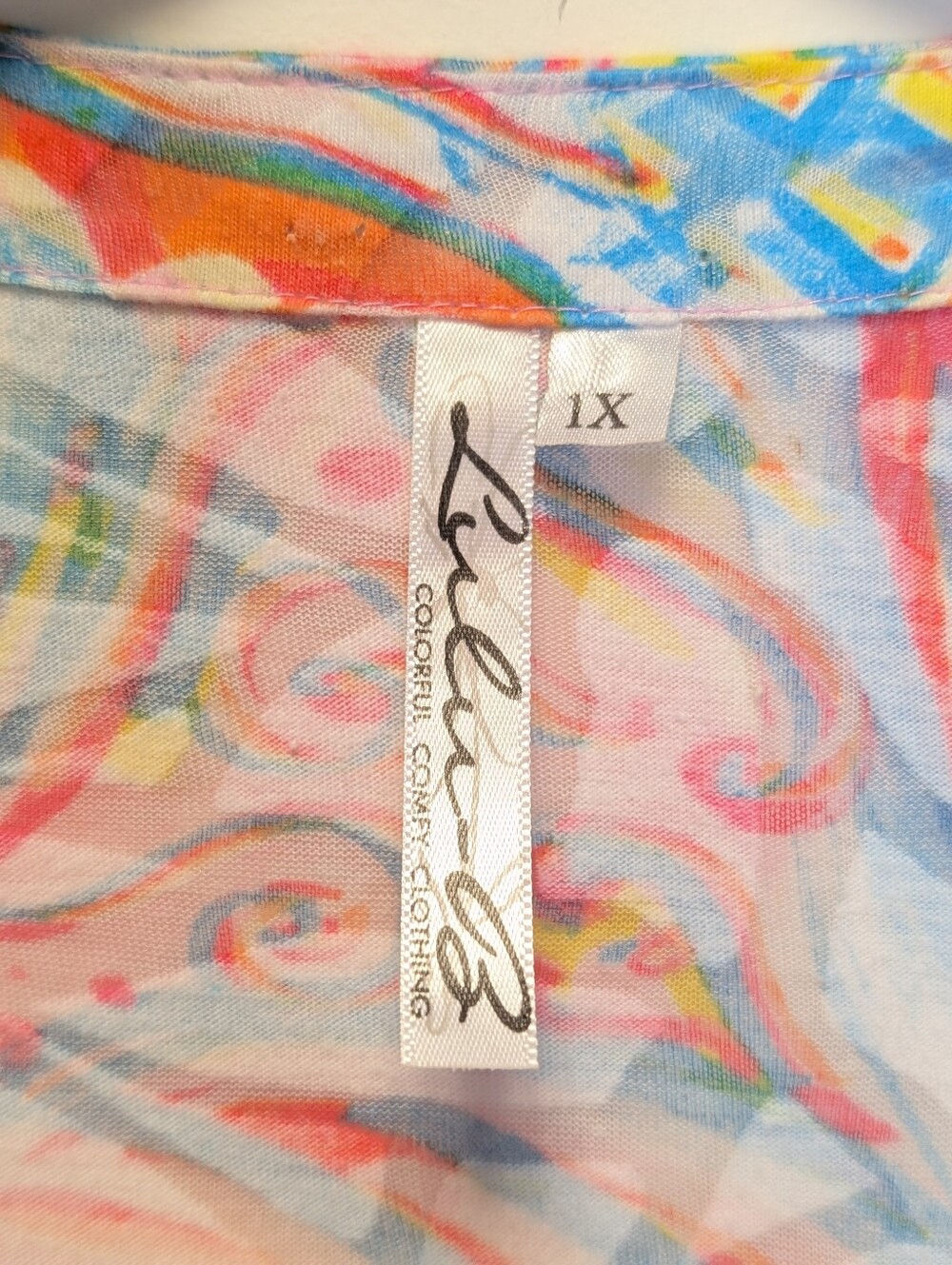 Lulu B Colorful Pineapple Print Asymmetrical Resort Tunic Top Soft Colorful 1X - Picture 3 of 14